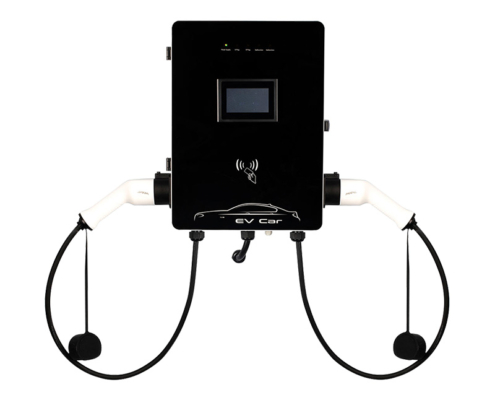 44kW Level 2 EV charger Wall mounted at commercial parking area for multiple EV charging