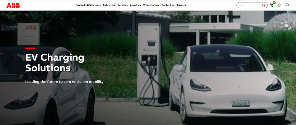 ABB charging electric vehicle charging station website