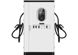 High-power dual-gun DC fast charger for heavy-duty electric trucks, 320kW and 360kW models on white background