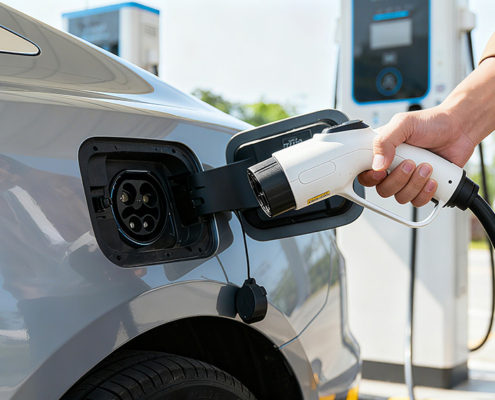 Public EV Charging Station with J1772 Plug