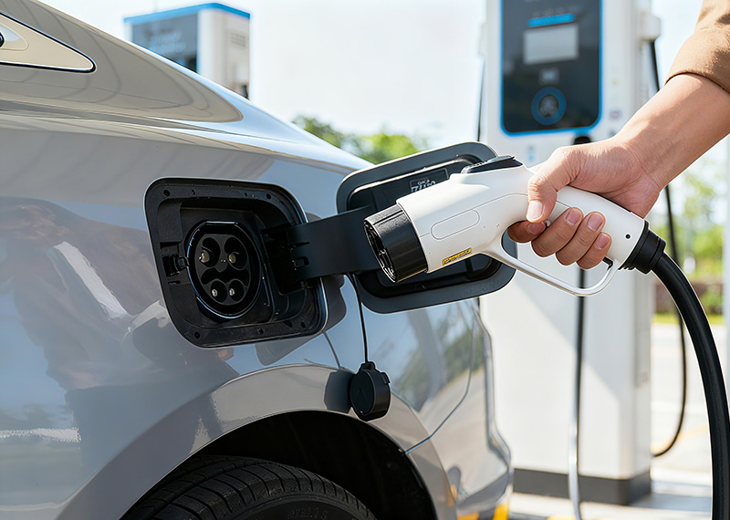 Public EV Charging Station with J1772 Plug