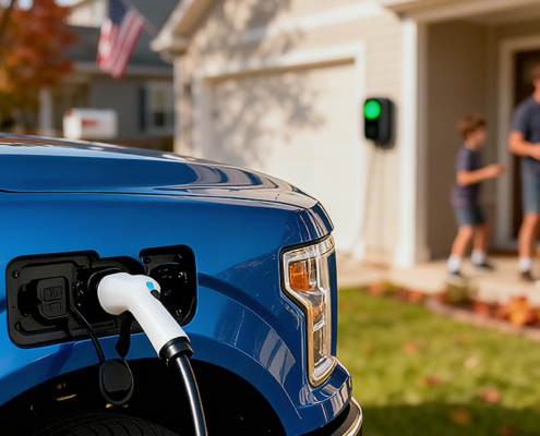 Home EV charging setup comparing Level 1 and Level 2 chargers