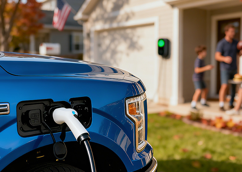 Home EV charging setup comparing Level 1 and Level 2 chargers