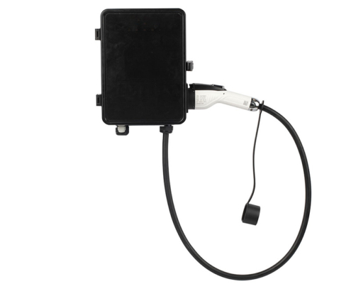 Level 2 EV charger 7kW 11kW 22kW wall mounted on exterior wall for residential and commercial use
