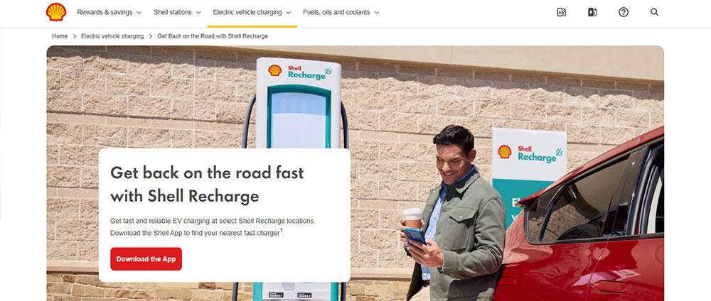 shell recharge electric vehicle charging station website