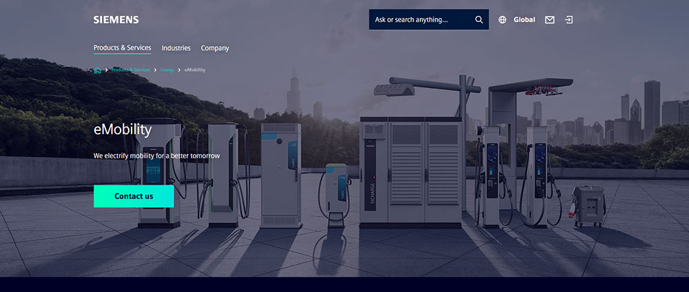siemens electric vehicle charging station website