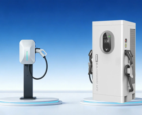 AC charging station and DC fast charging station compared on an EV charging platform
