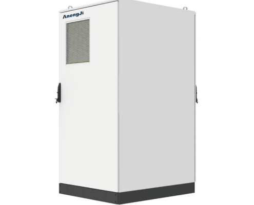 Front view of the EPS125/375/750-C series industrial transfer cabinet on a white background, designed for microgrid energy storage switching.