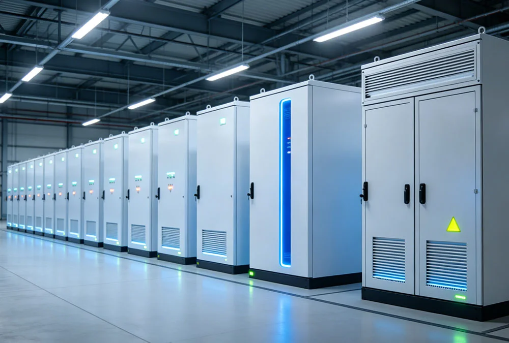 1MWh battery system installed in an industrial facility in Poland for peak shaving and load shifting.