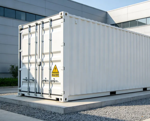 Real-world installation of AnengJi commercial battery energy storage system on an industrial site for peak shaving.