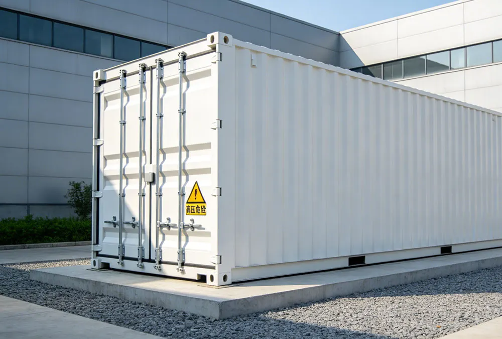 Real-world installation of AnengJi commercial battery energy storage system on an industrial site for peak shaving.