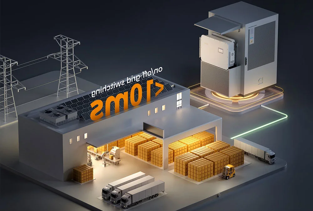 Containerized battery energy storage system installed in industrial plant for peak shaving and backup power