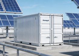 AnengJi containerized energy storage system installed in an industrial facility for peak shaving.