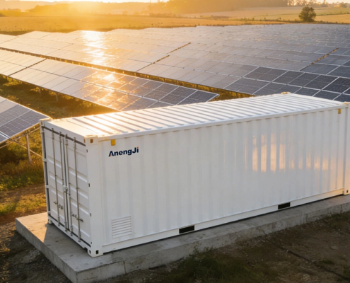 A 5MWh liquid-cooled BESS unit integrated with a large-scale solar farm in Poland for grid stability.