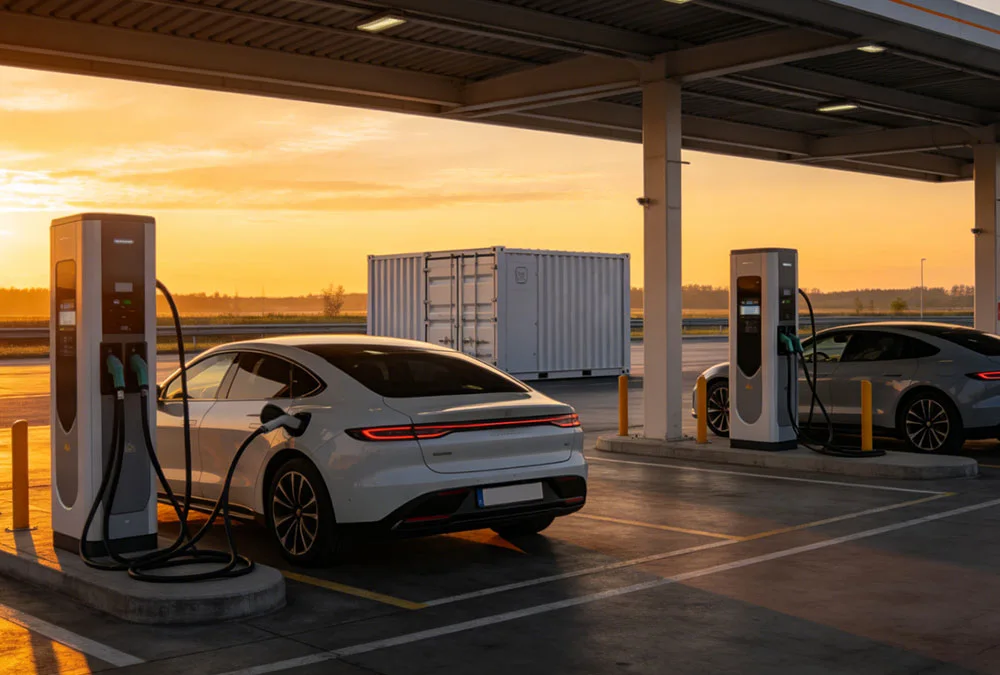 Lithium ion energy storage batteries supporting high-power EV charging stations in Poland to avoid grid upgrades.