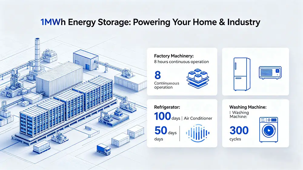 1MWh battery energy capacity explained in residential and industrial applications