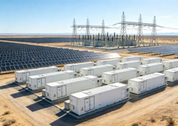 A utility-scale solar plus storage project demonstrating the advantages of battery energy storage system for grid stability and renewable integration in a desert environment.