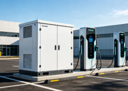 Industrial energy storage for ev charging cabinet integrated with DC fast chargers.