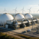A massive industrial facility demonstrating liquid air energy storage for grid scale integration with a wind farm.