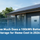 Premium 100kWh battery storage for home cabinet installed on a concrete pad outside a modern villa to provide whole home backup battery infrastructure.