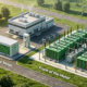 Detailed 3D layout comparing behind the meter vs front of the meter energy storage configurations for industrial and utility applications.