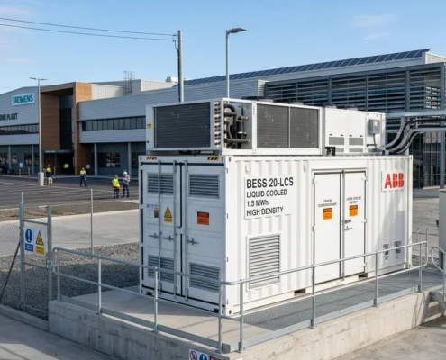 AnengJi containerized liquid cooling energy storage system safely installed at a commercial industrial facility