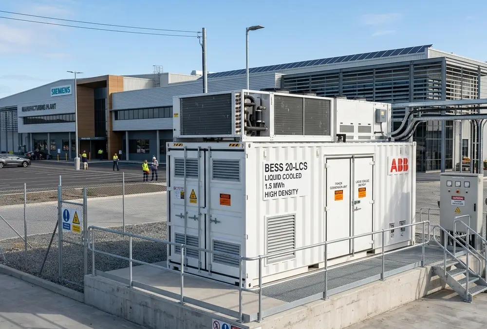 AnengJi containerized liquid cooling energy storage system safely installed at a commercial industrial facility