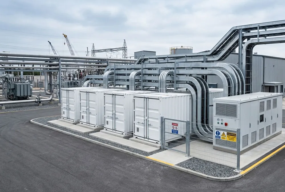 Scalable industrial solar battery storage systems for sale integrated with multi-cabinet configurations for manufacturing plants.