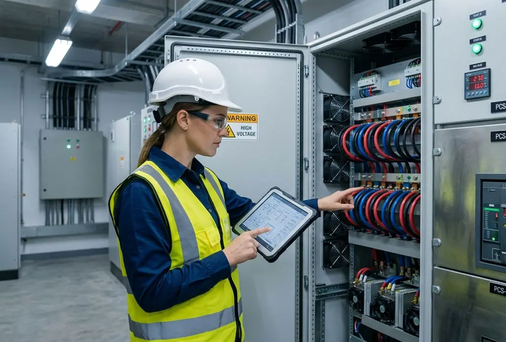 Professional electrical engineers managing infrastructure upgrades and tracking battery storage installation cost parameters.