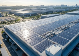 A large-scale industrial factory roof displaying efficient engineering design by a commercial solar EPC company.