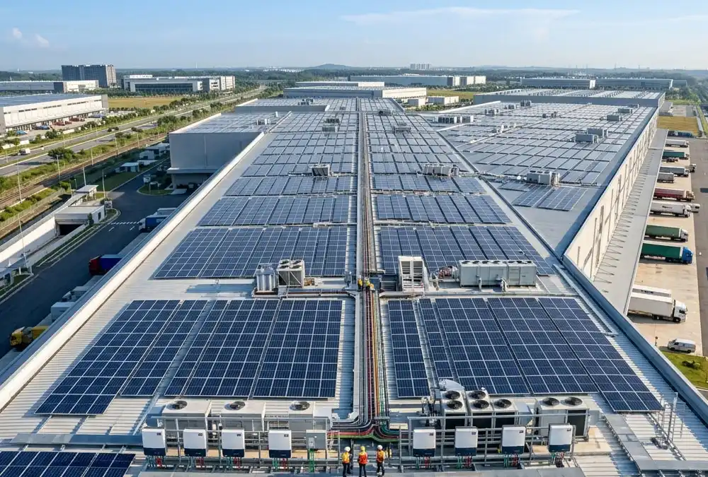 Efficient commercial solar EPC project cost optimization on a large industrial warehouse rooftop.