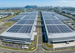 High-capacity industrial solar systems installed on a large manufacturing facility roof to reduce production overhead costs.