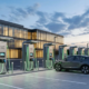 Commercial DC Fast Charging Solutions featuring ultra-fast liquid-cooled charging dispensers at a modern commercial station