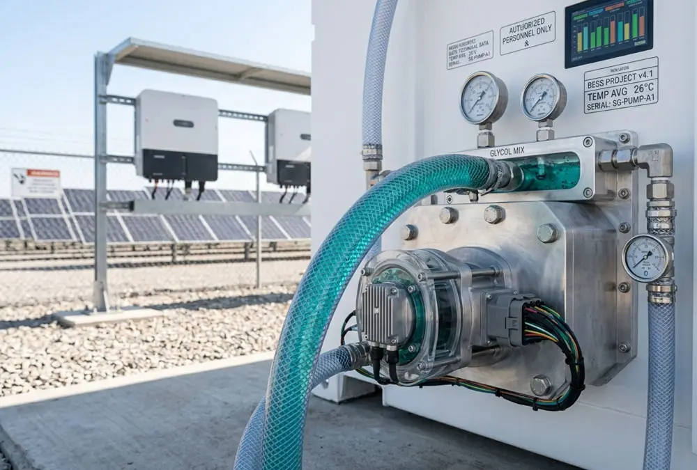 Advanced liquid-cooled solar farm battery storage container solutions showcasing external cooling pumps and strict industrial thermal regulation systems.