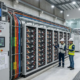 A state-of-the-art commercial energy storage system integrated with rooftop solar panels, demonstrating the massive financial benefits of solar battery storage for businesses.