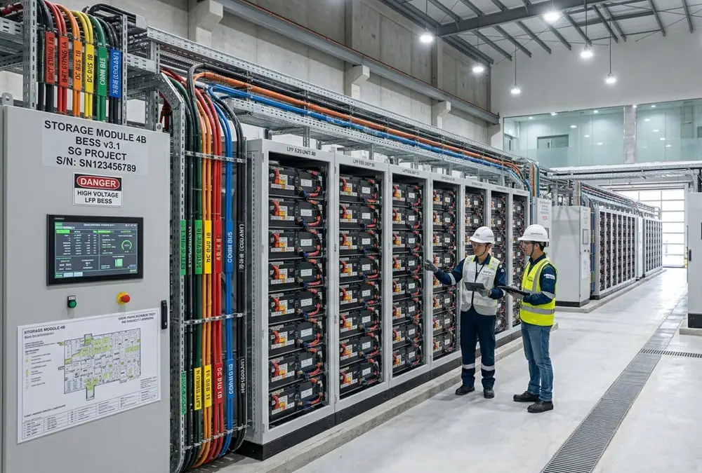 A state-of-the-art commercial energy storage system integrated with rooftop solar panels, demonstrating the massive financial benefits of solar battery storage for businesses.
