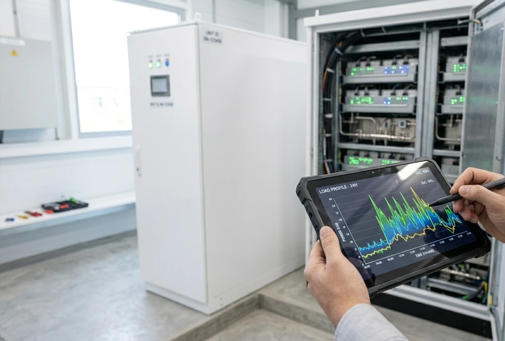 Analyzing a facility 15-minute interval load profile to perform accurate commercial battery storage sizing calculations.