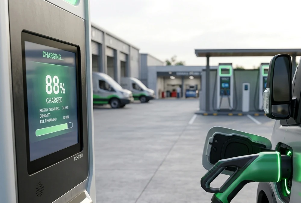DC fast charging station cost for business and commercial fleet depot application