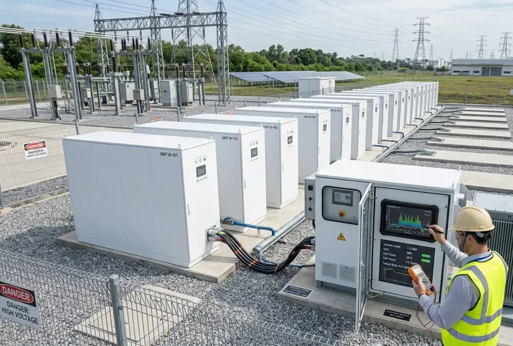 A modular and scalable battery storage project design allowing seamless capacity expansion for future industrial loads.