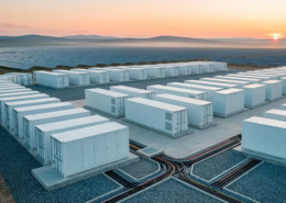 A 100 MW 400 MWh utility grid scale battery storage system project with containerized enclosures