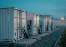 Gigawatt-scale liquid-cooled containerized BESS battery energy storage park in Europe.