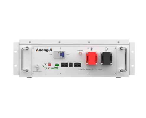 Anengji THS5 rack mount LiFePO4 battery front view with 48V 100Ah energy storage design