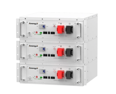Three Anengji THS5 rack mount lithium batteries stacked for modular energy storage system expansion