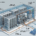3D isometric cutaway view of a commercial solar battery storage container showing lithium battery modules and cooling system