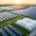 Panoramic view of a 5MW solar power plant installed on European farmland showing land efficiency