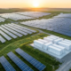 Panoramic view of a 5MW solar power plant installed on European farmland showing land efficiency