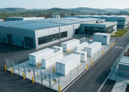 European factory with rooftop solar and a safely separated BESS compound for load shifting