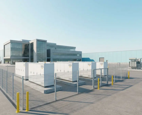 Time-of-Use Battery Storage installed in a segregated European industrial energy yard