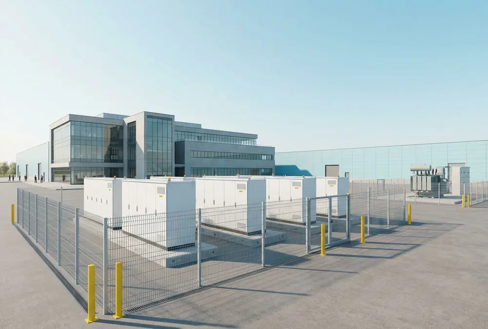 Time-of-Use Battery Storage installed in a segregated European industrial energy yard